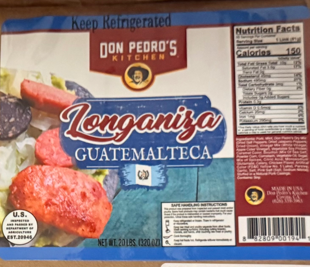 [CS10000,10032] Meat Longaniza Guatemalteca Don Pedro's 2/10 lbs.
